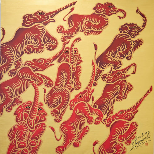 Smiling Elephants - Red